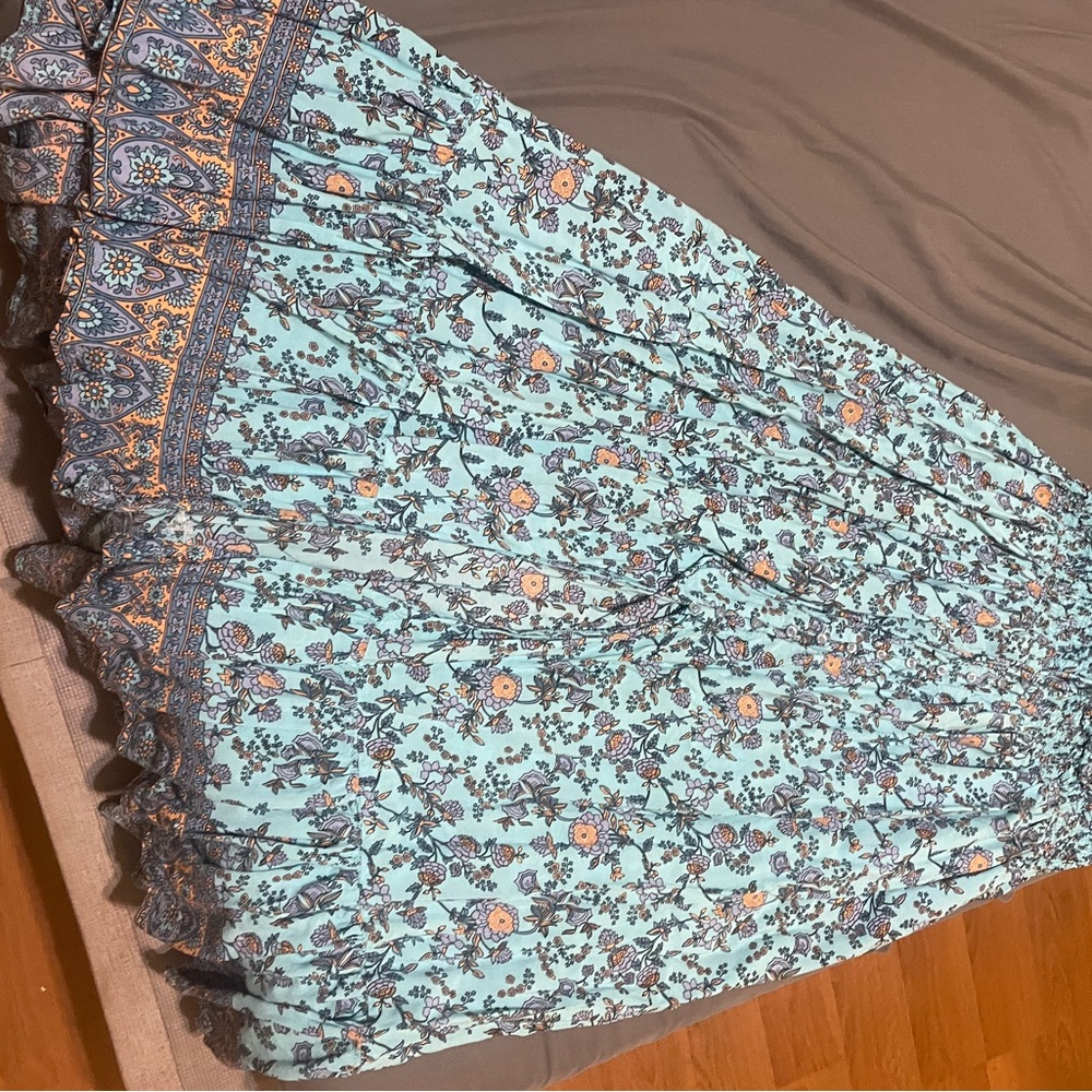 Blue Maxi A-Line Tiered Skirt for Cocktail Night Out